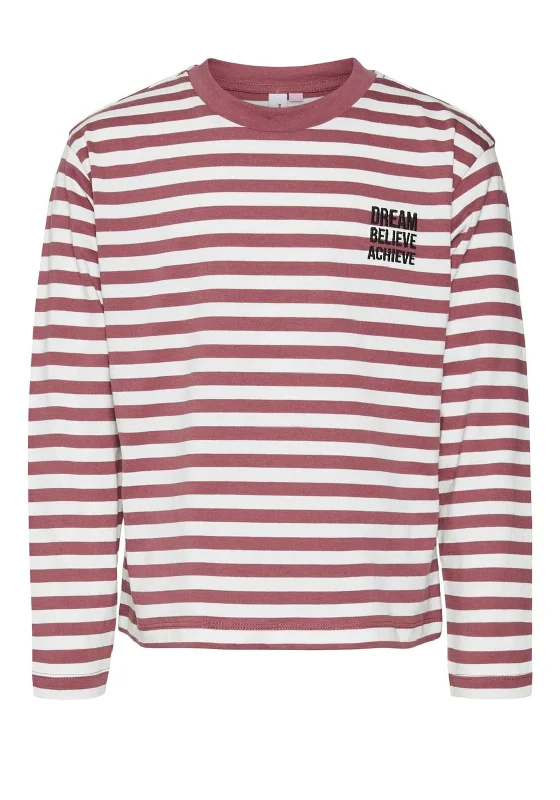 Vero Moda Girl Kelly Stripe Long Sleeve Top, Dry Rose