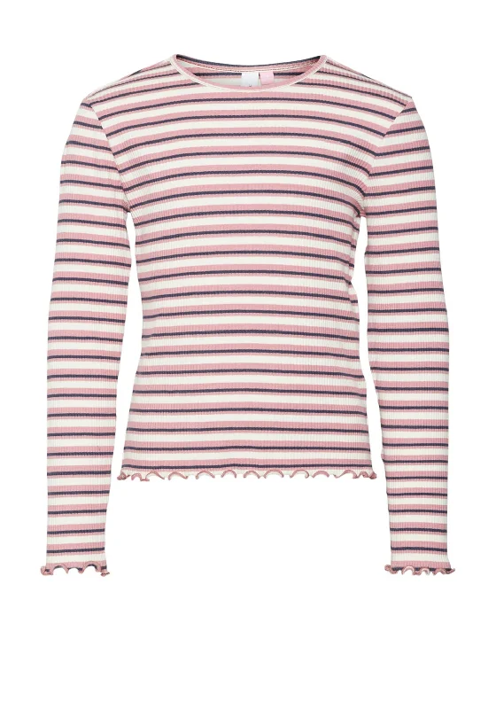 Vero Moda Girl Helle Long Sleeve Stripe Top, Mesa Rose