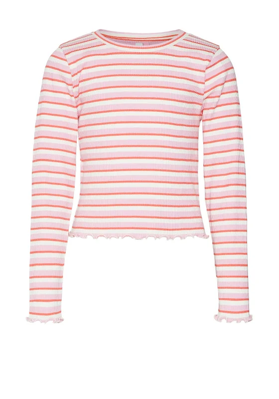 Vero Moda Girl Helle Long Sleeve Stripe Top, Pastel