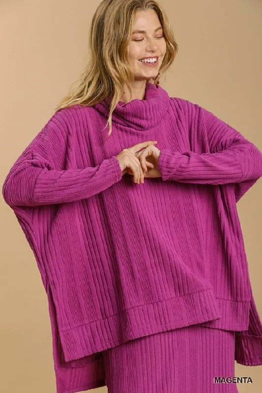 Women's Ribbed knit long sleeve cowl neck