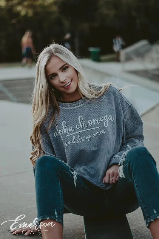 Alpha Chi Omega Lavender Corduroy Crewneck