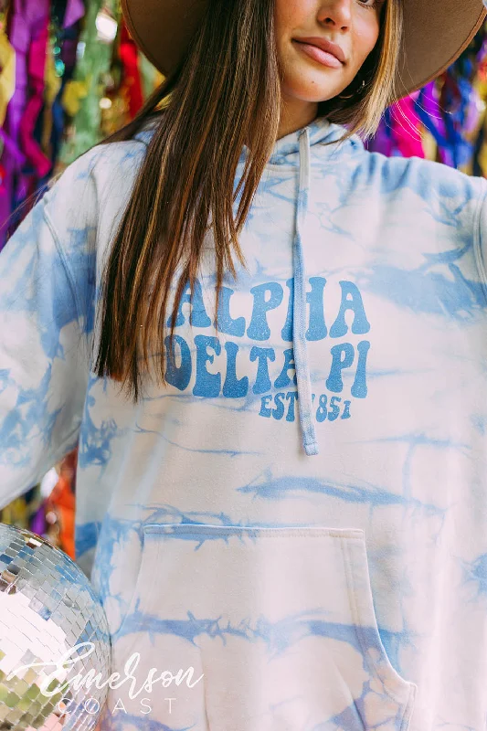 Alpha Delta Pi Aqua Tie Dye Hoodie