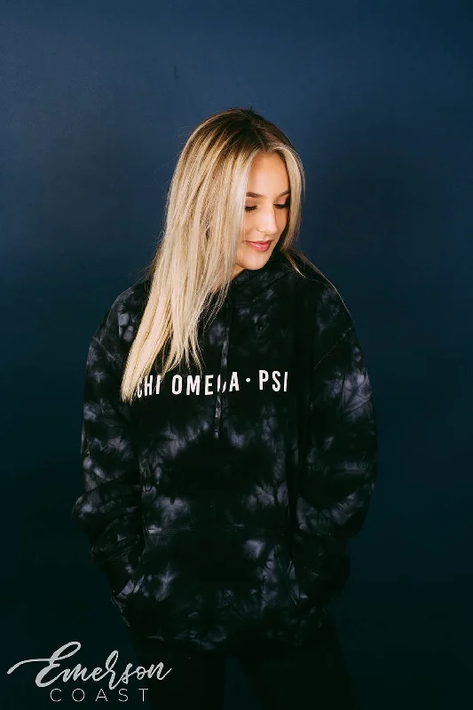 Chi Omega Black Tie Dye PR Hoodie