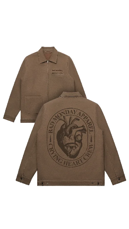 Crying Heart Crew Canvas Jacket Walnut