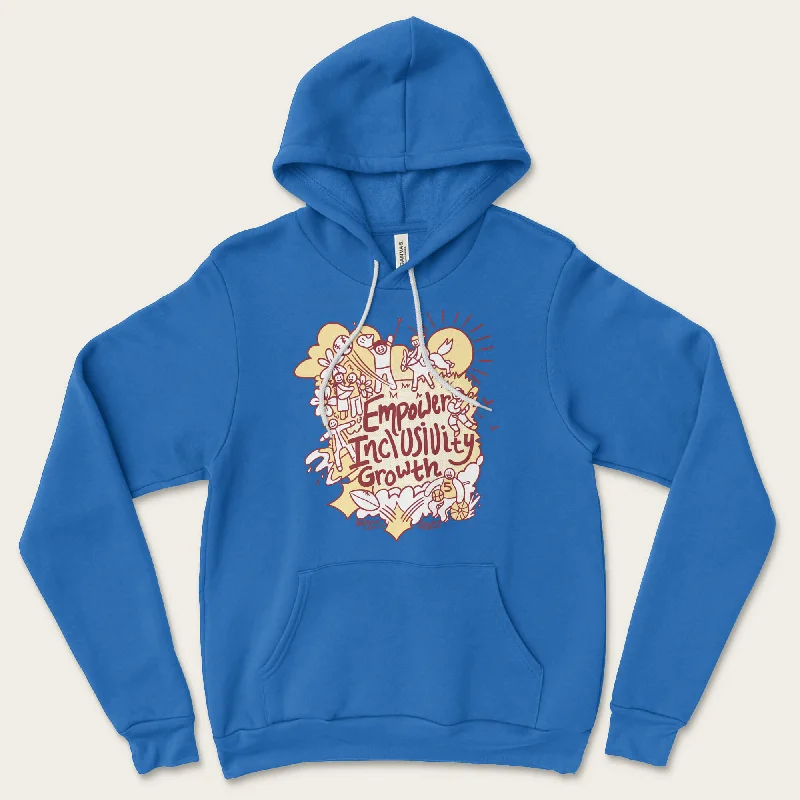 Empower, Inclusivity, Growth Hoodie - Heather True Royal