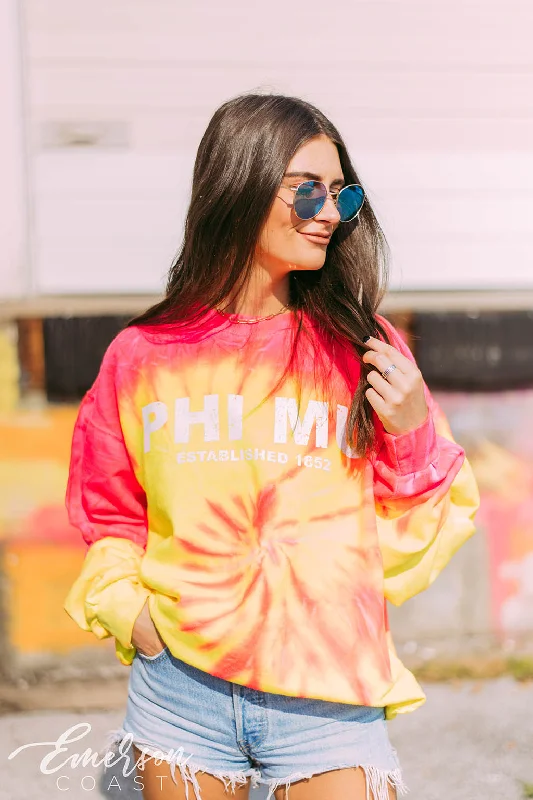 Phi Mu Neon Tie Dye Sweatshirt