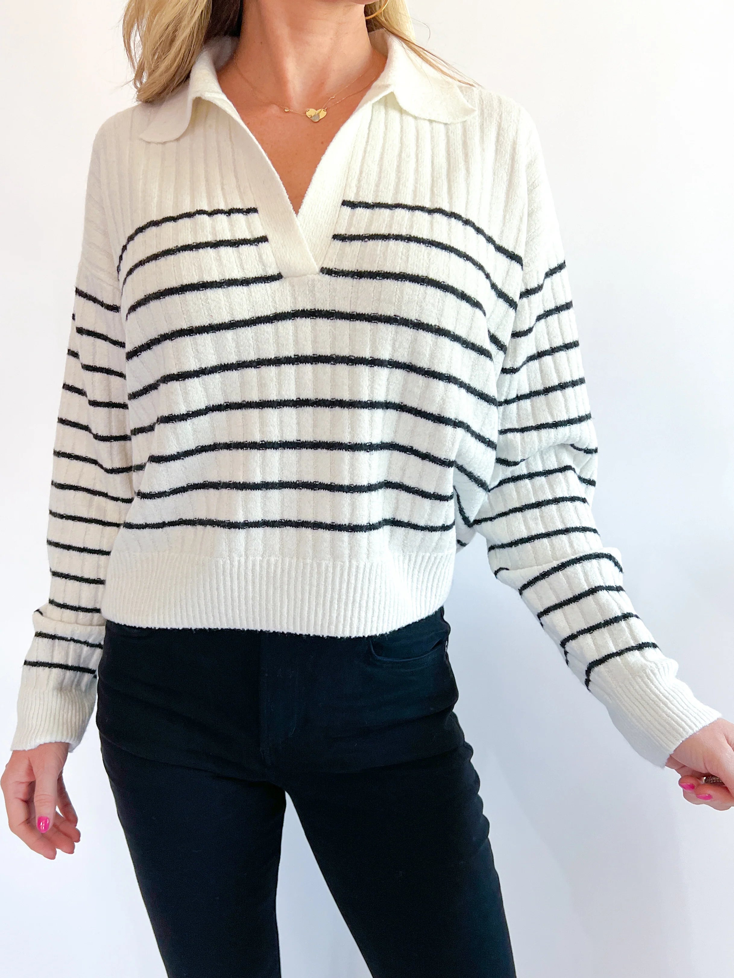 Vhari Collar Long Sleeve Stripe Jumper