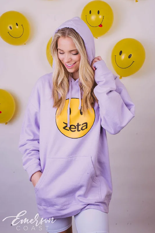 Zeta Lavender Smiley Face Hoodie