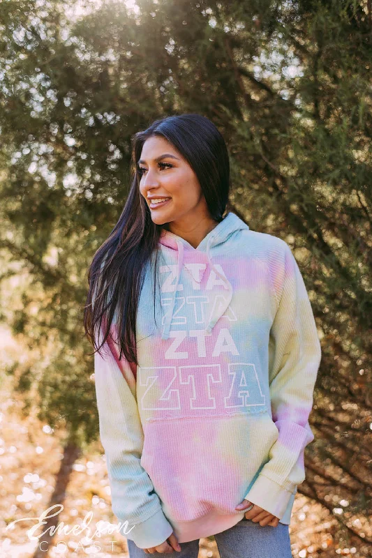 ZTA Pastel Tie Dye Corduroy Hoodie